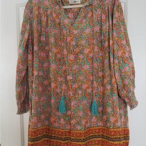 NATURAL LIFE Multicolor Floral Dress with Tassels